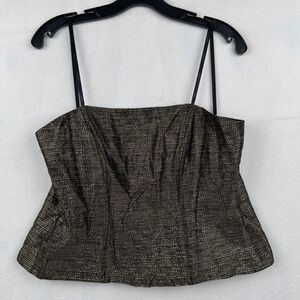 Cachet Metallic Gold Top Size 8 Party Cocktail Evening Peplum Sleeveless Vintage
